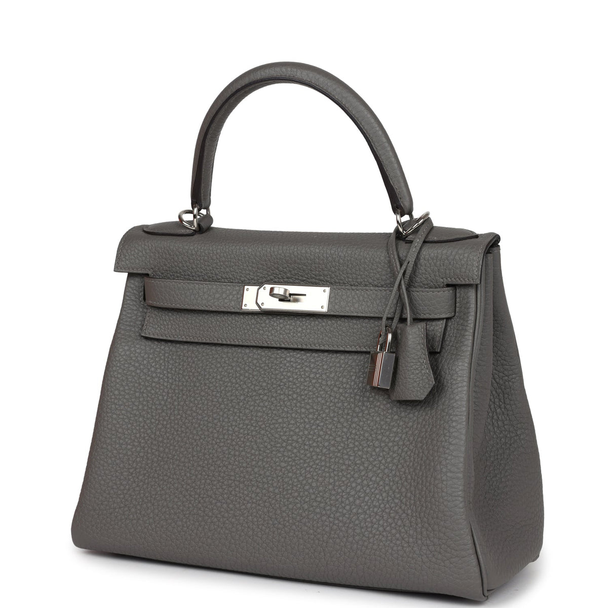 Hermès Kelly Retourne 28 Gris Meyer Clemence Palladium Hardware