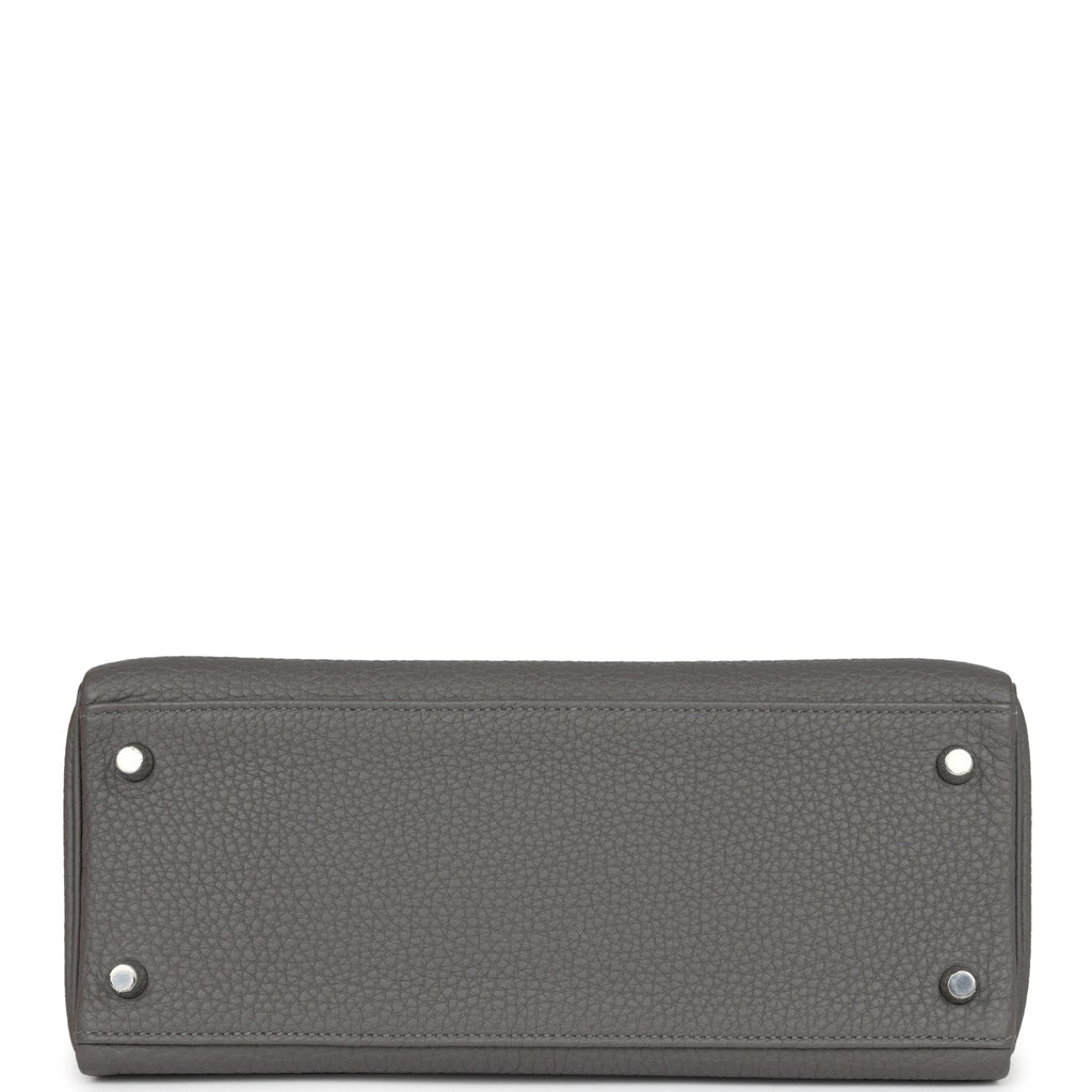 Hermès Kelly Retourne 28 Gris Meyer Clemence Palladium Hardware