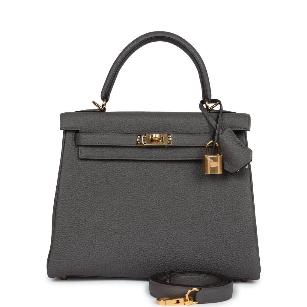 Hermès Kelly Retourne 25 Etain Togo Gold Hardware