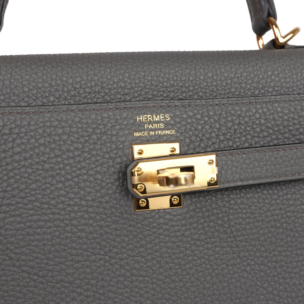 Hermès Kelly Retourne 25 Etain Togo Gold Hardware