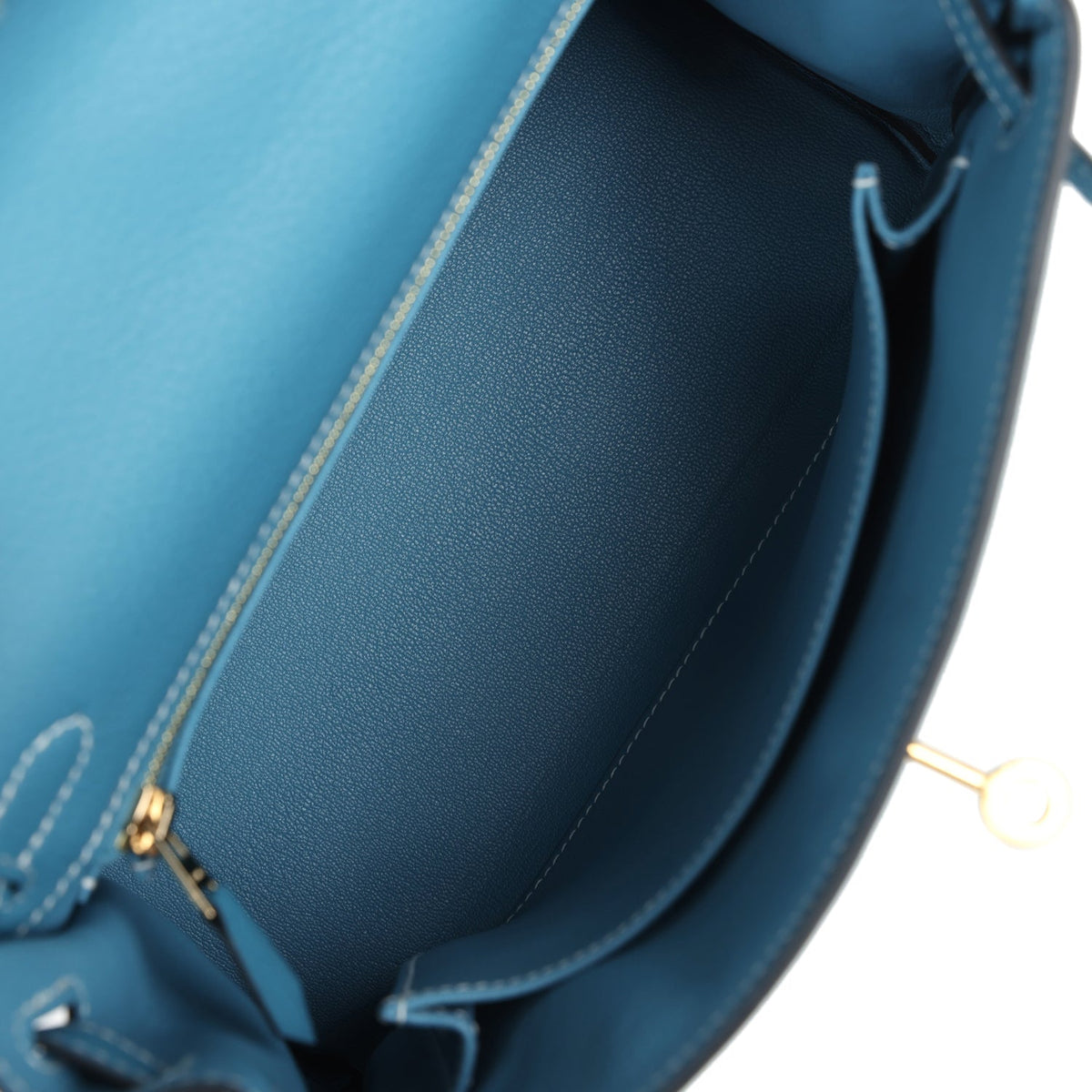 Hermès Kelly Retourne 25 Blue Jean Togo Gold Hardware