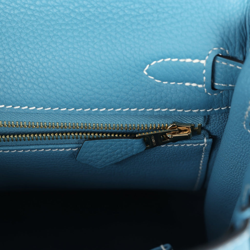 Hermès Kelly Retourne 25 Blue Jean Togo Gold Hardware