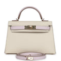 Hermès Special Order (HSS) Kelly Sellier 20 Craie and Mauve Pale Epsom Permabrass Hardware