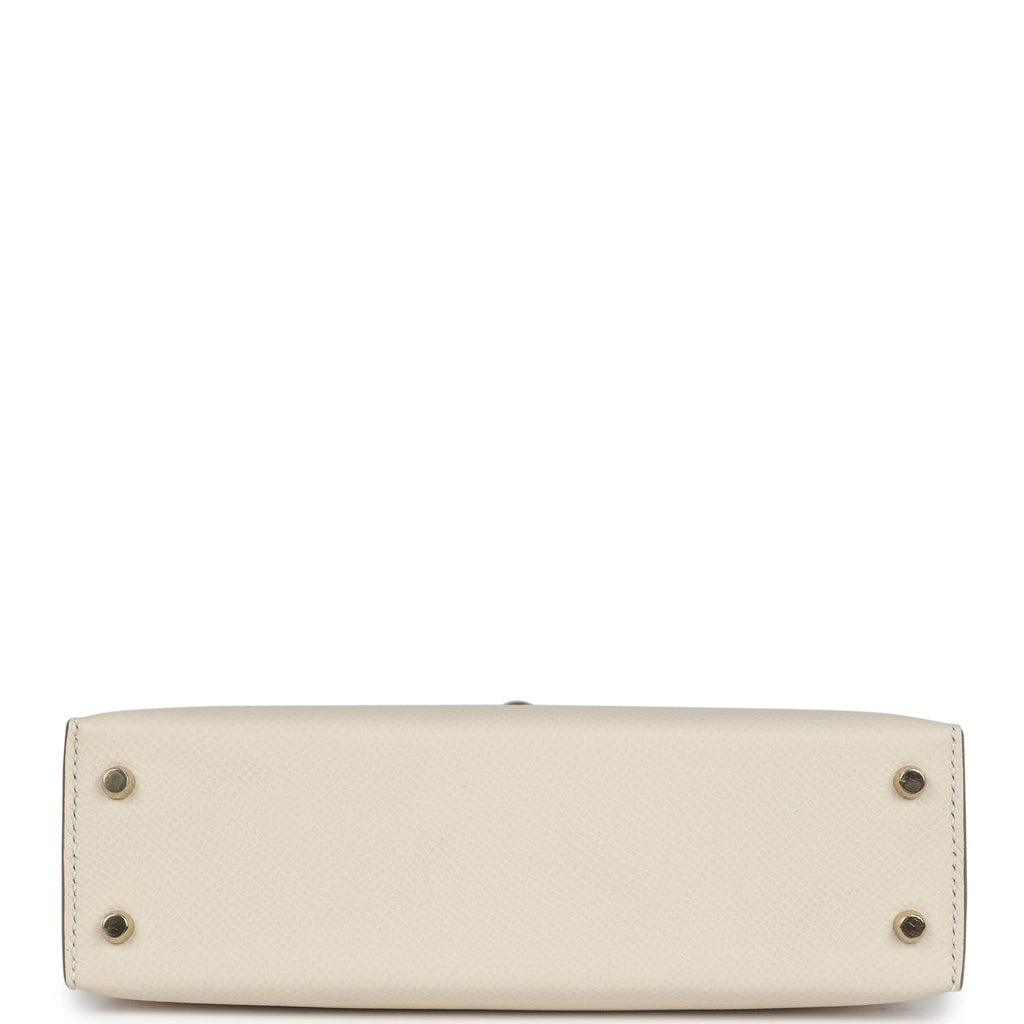 Hermès Special Order (HSS) Kelly Sellier 20 Craie and Mauve Pale Epsom Permabrass Hardware