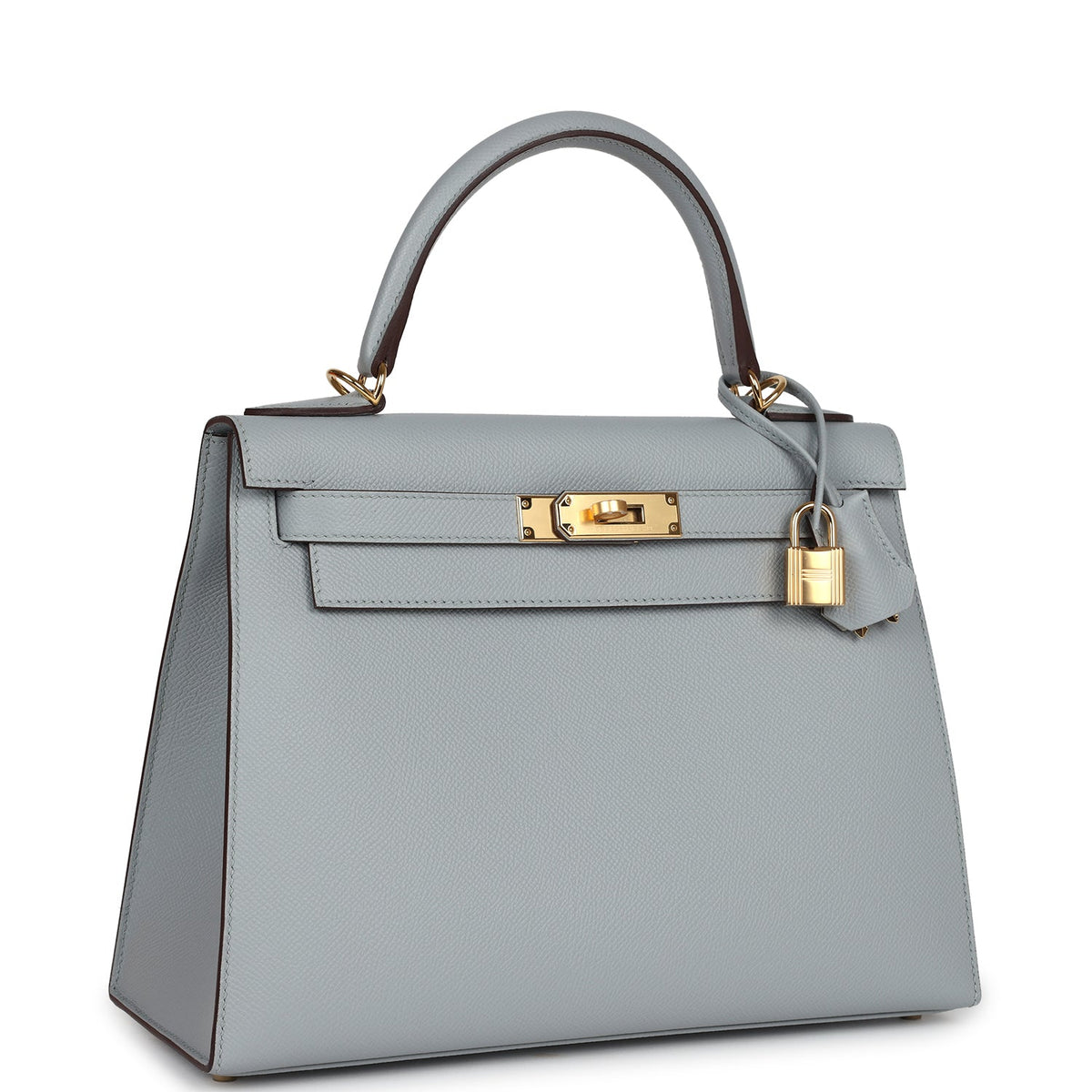 Hermès Special Order (HSS) Kelly Sellier 28 Bleu Glacier Verso Epsom Gold Hardware