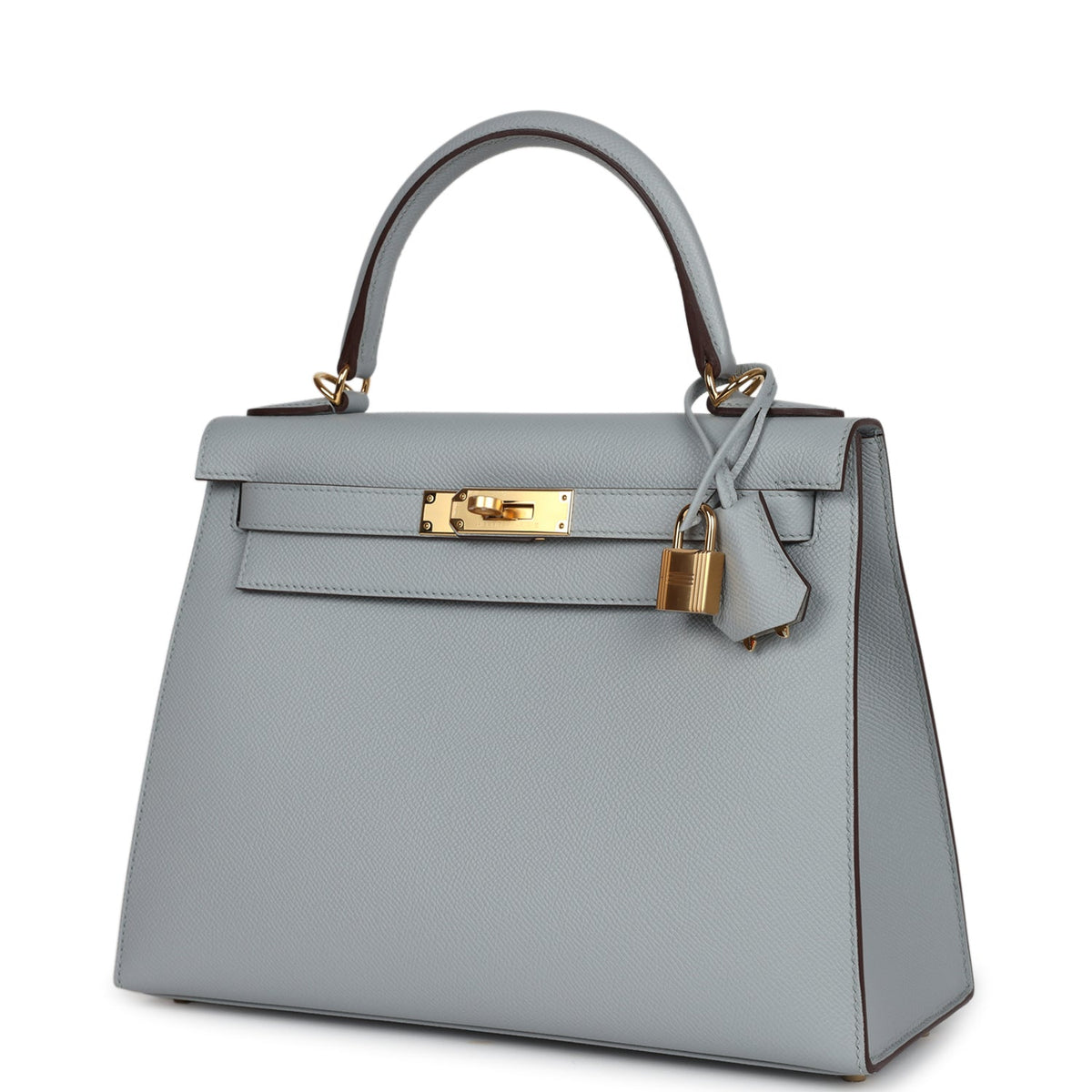 Hermès Special Order (HSS) Kelly Sellier 28 Bleu Glacier Verso Epsom Gold Hardware