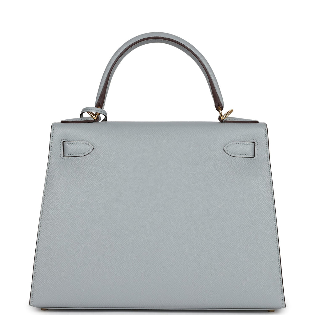 Hermès Special Order (HSS) Kelly Sellier 28 Bleu Glacier Verso Epsom Gold Hardware