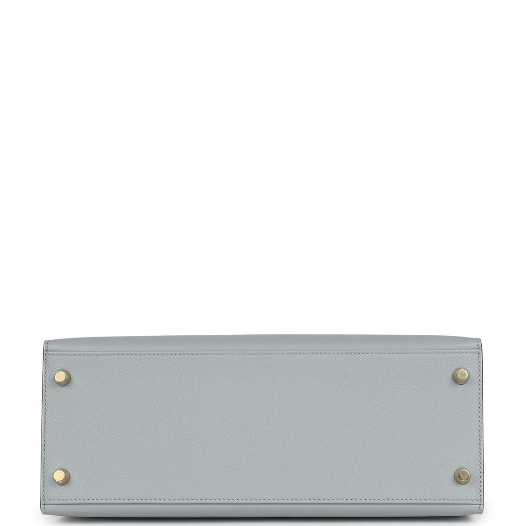 Hermès Special Order (HSS) Kelly Sellier 28 Bleu Glacier Verso Epsom Gold Hardware