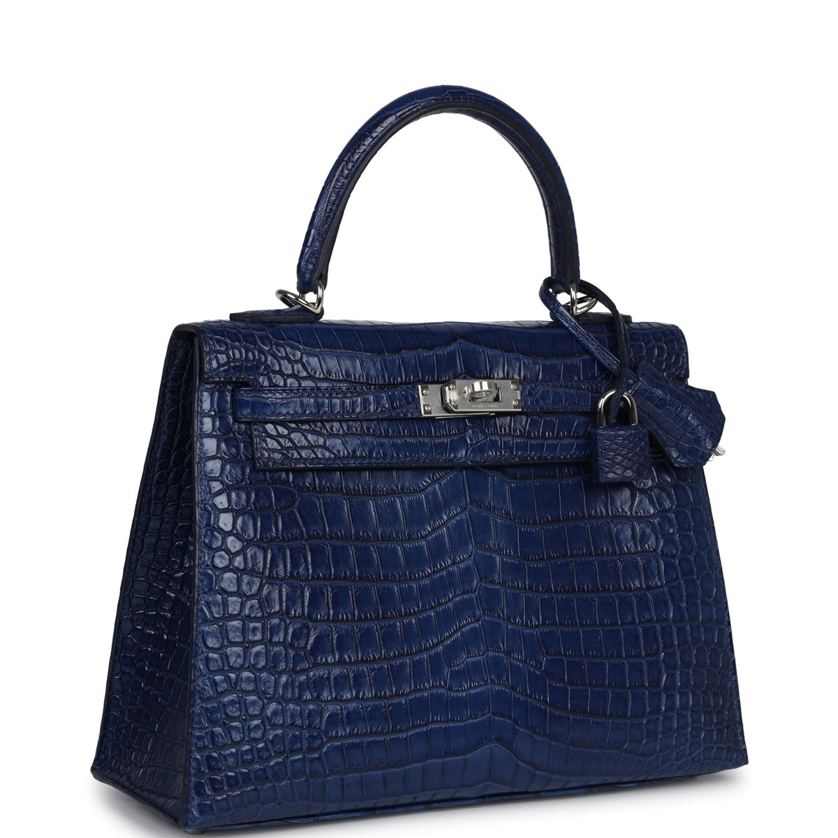 Hermès Kelly Sellier 25 Bleu Indigo Aizome Matte Faux Leather Palladium Hardware