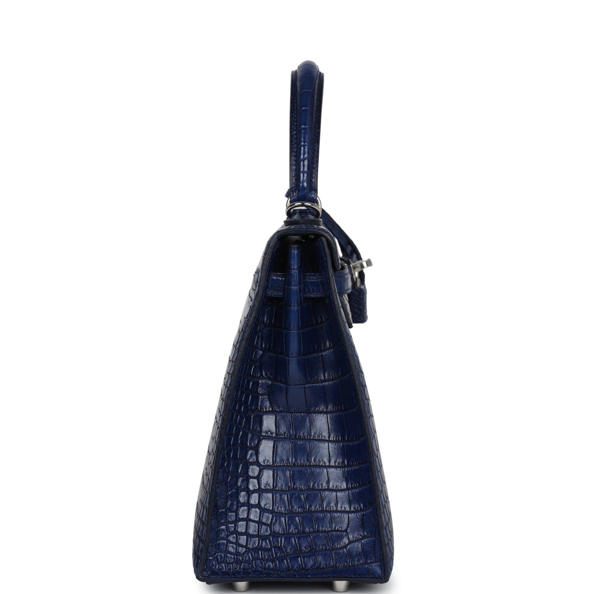 Hermès Kelly Sellier 25 Bleu Indigo Aizome Matte Faux Leather Palladium Hardware