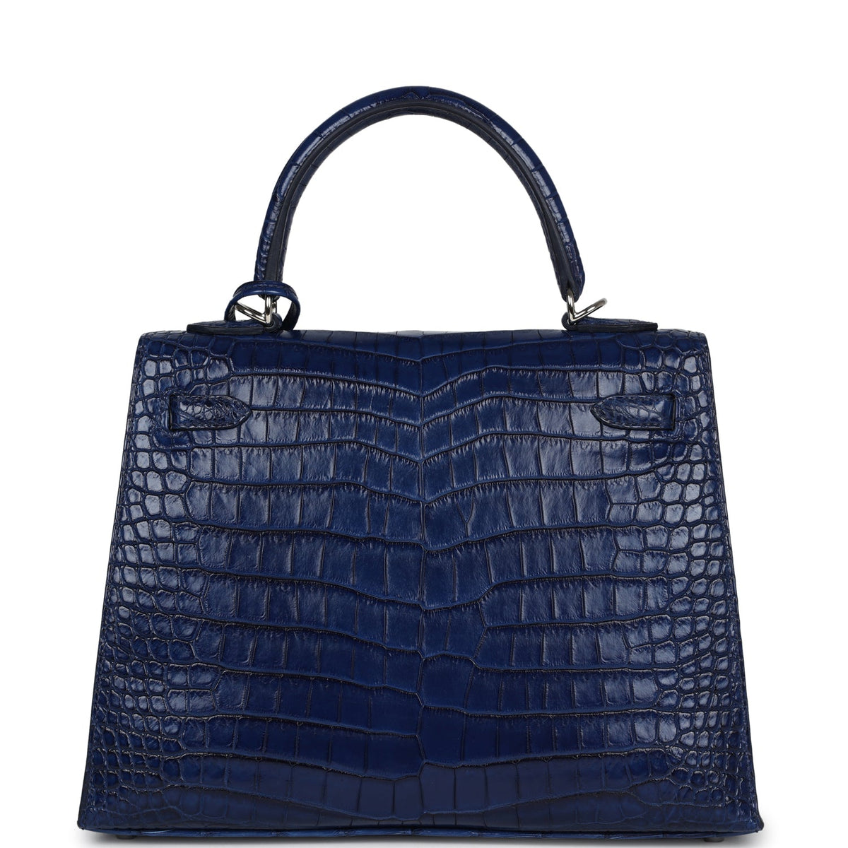 Hermès Kelly Sellier 25 Bleu Indigo Aizome Matte Faux Leather Palladium Hardware