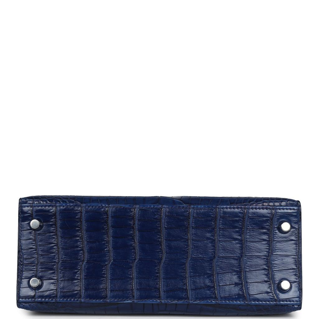 Hermès Kelly Sellier 25 Bleu Indigo Aizome Matte Faux Leather Palladium Hardware