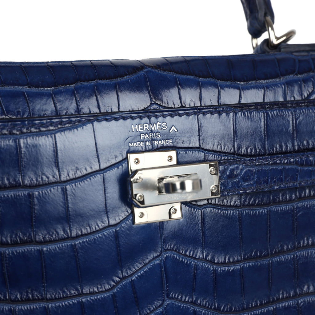 Hermès Kelly Sellier 25 Bleu Indigo Aizome Matte Faux Leather Palladium Hardware