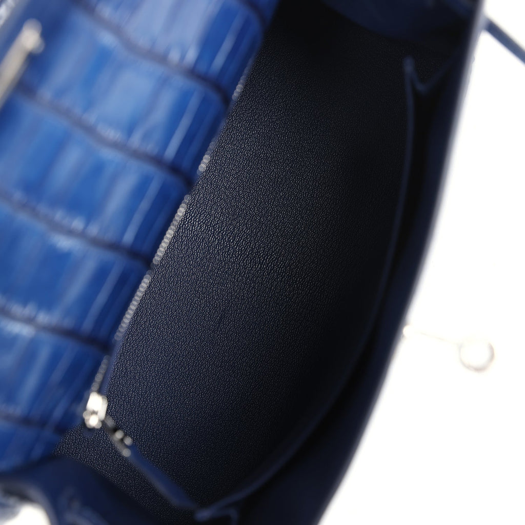 Hermès Kelly Sellier 25 Bleu Indigo Aizome Matte Faux Leather Palladium Hardware