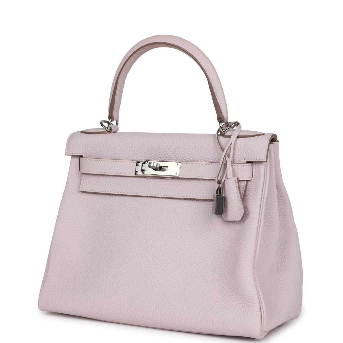 Hermès Kelly Retourne 28 Mauve Pale Clemence Palladium Hardware