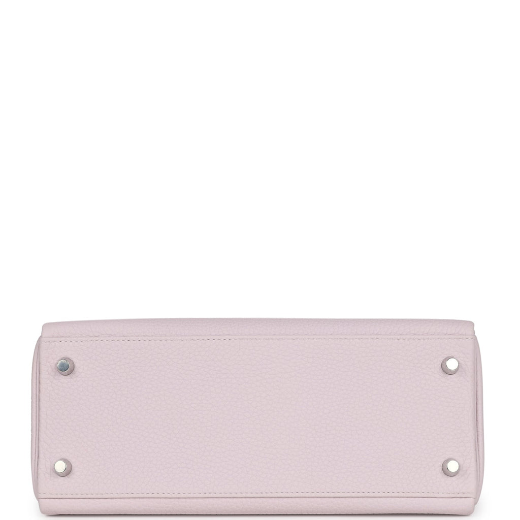 Hermès Kelly Retourne 28 Mauve Pale Clemence Palladium Hardware