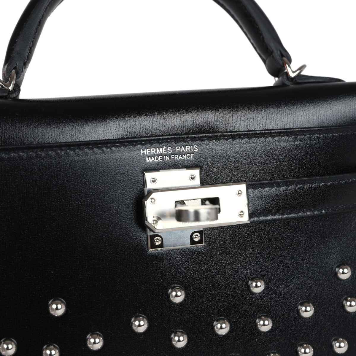 Hermès Kelly Sellier 20 Clouté Black Box Palladium Hardware