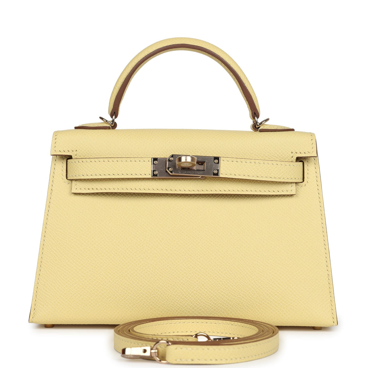 Hermès Special Order (HSS) Kelly Sellier 20 Jaune Poussin Verso Epsom Permabrass Hardware