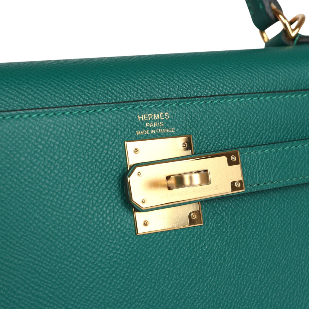 Hermès Kelly Sellier 28 Malachite Epsom Gold Hardware