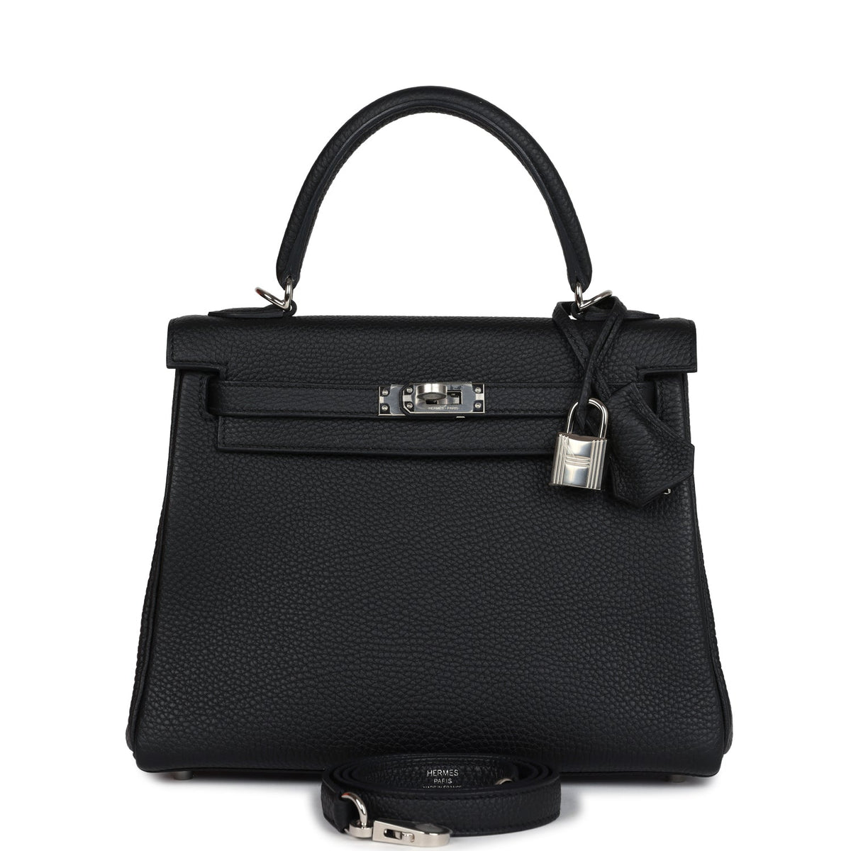 Hermès Kelly Retourne 25 Black Togo Palladium Hardware