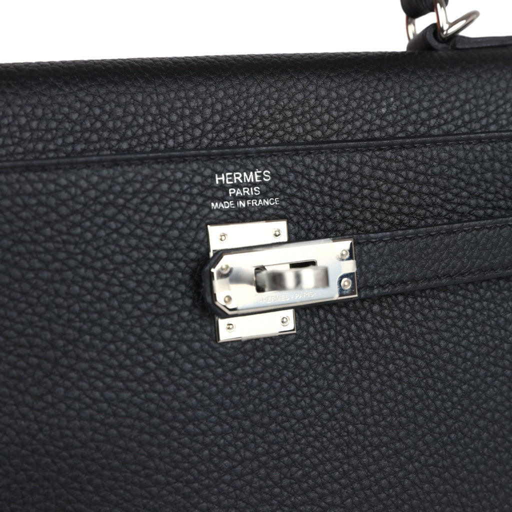 Hermès Kelly Retourne 25 Black Togo Palladium Hardware