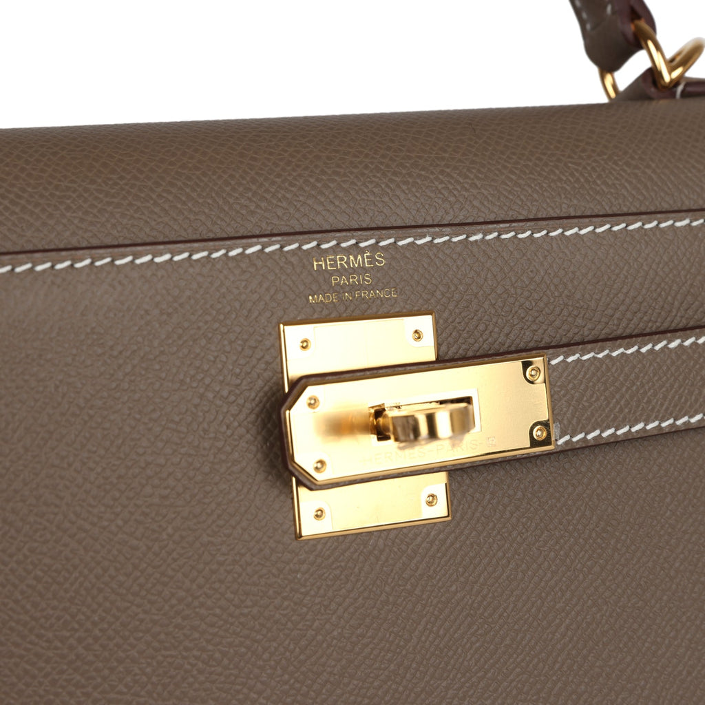 Hermès Kelly Sellier 28 Etoupe Epsom Gold Hardware