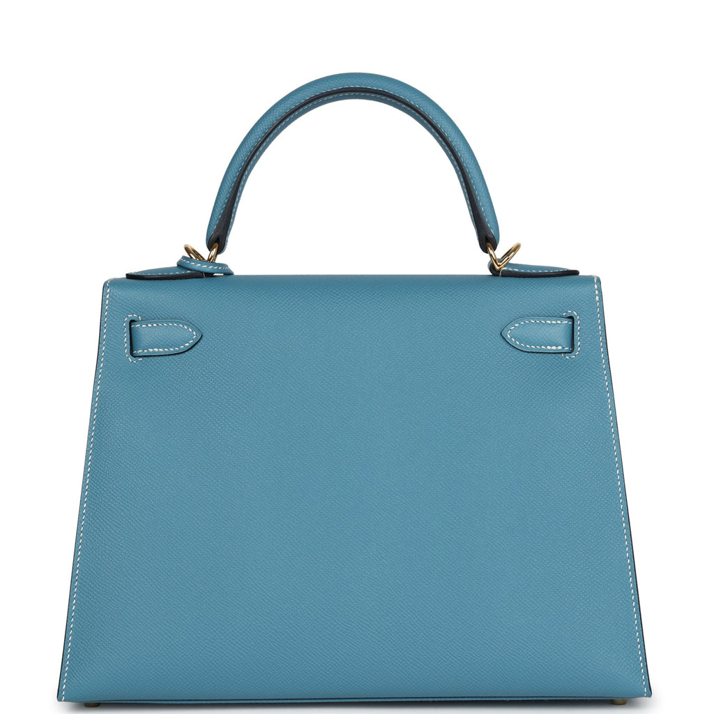 Hermès Kelly Sellier 28 Blue Jean Epsom Gold Hardware