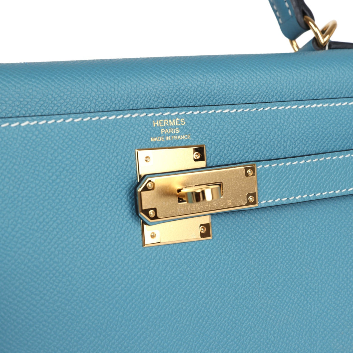 Hermès Kelly Sellier 28 Blue Jean Epsom Gold Hardware