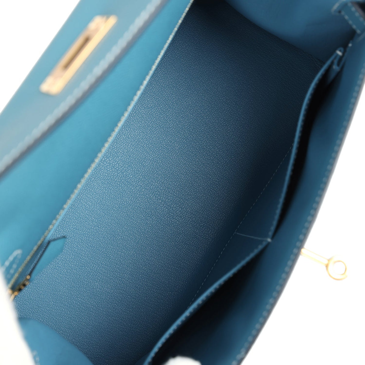 Hermès Kelly Sellier 28 Blue Jean Epsom Gold Hardware