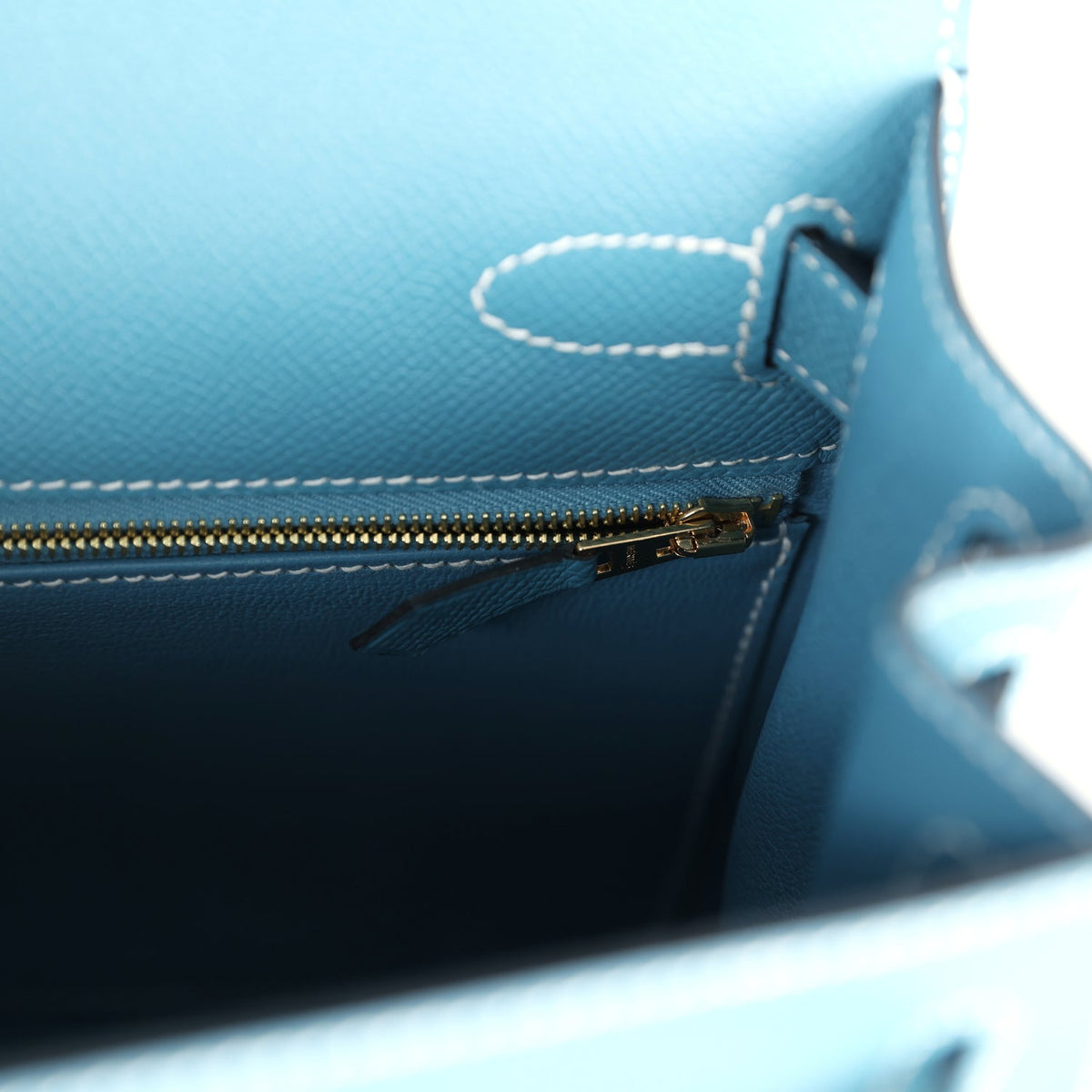Hermès Kelly Sellier 28 Blue Jean Epsom Gold Hardware