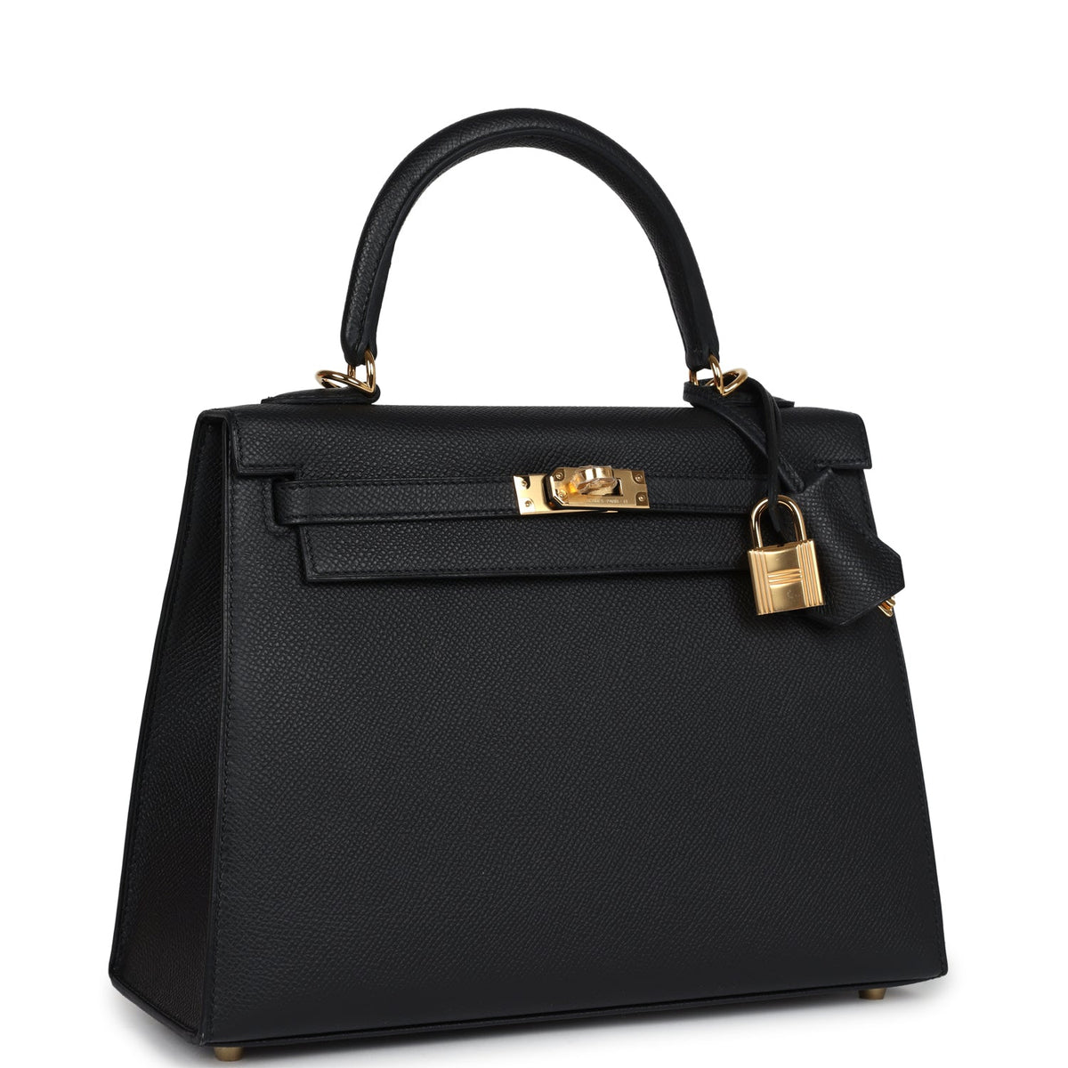 Hermès Kelly Sellier 25 Black Epsom Gold Hardware