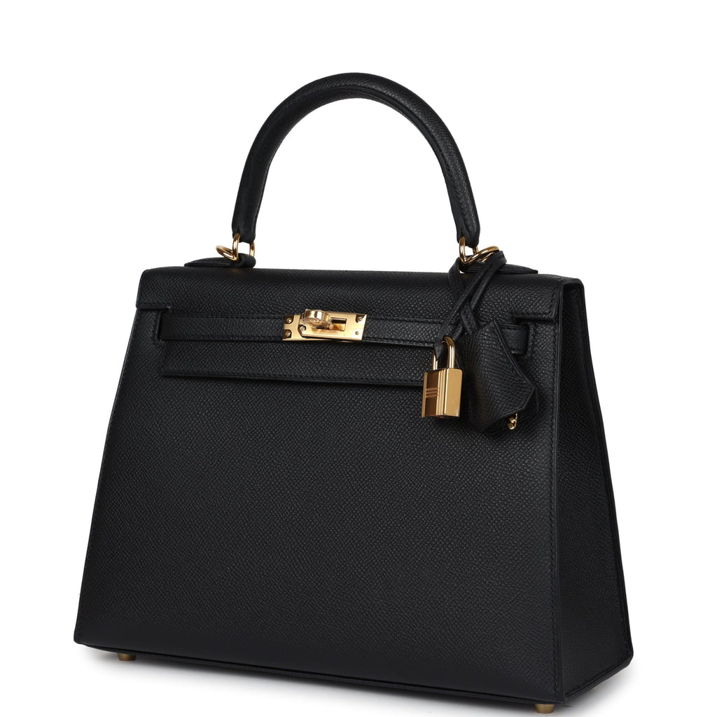 Hermès Kelly Sellier 25 Black Epsom Gold Hardware