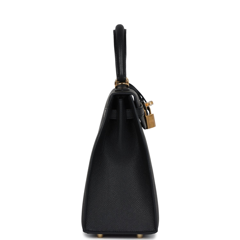 Hermès Kelly Sellier 25 Black Epsom Gold Hardware