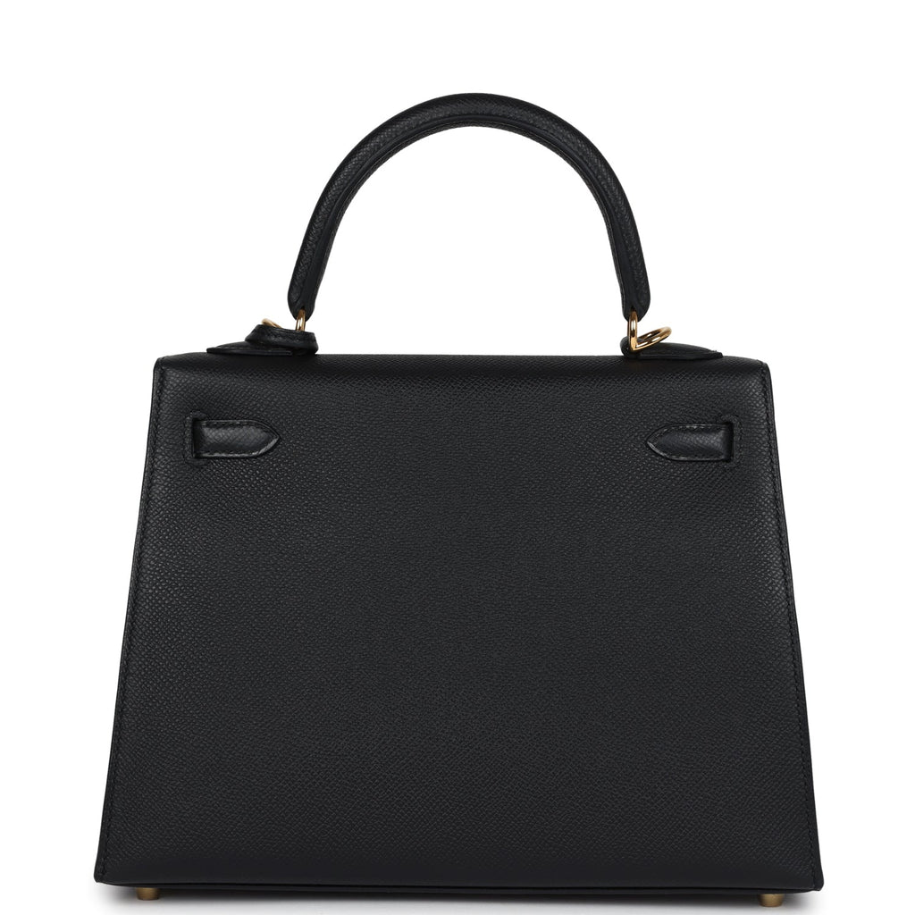 Hermès Kelly Sellier 25 Black Epsom Gold Hardware
