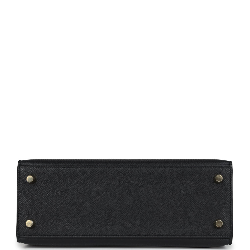 Hermès Kelly Sellier 25 Black Epsom Gold Hardware
