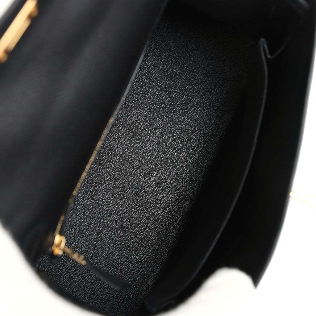Hermès Kelly Sellier 25 Black Epsom Gold Hardware