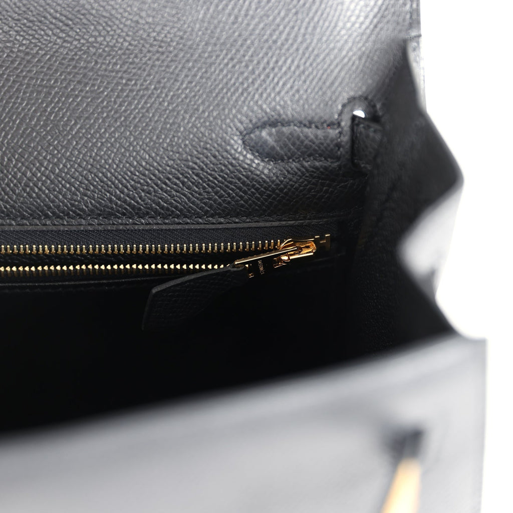 Hermès Kelly Sellier 25 Black Epsom Gold Hardware
