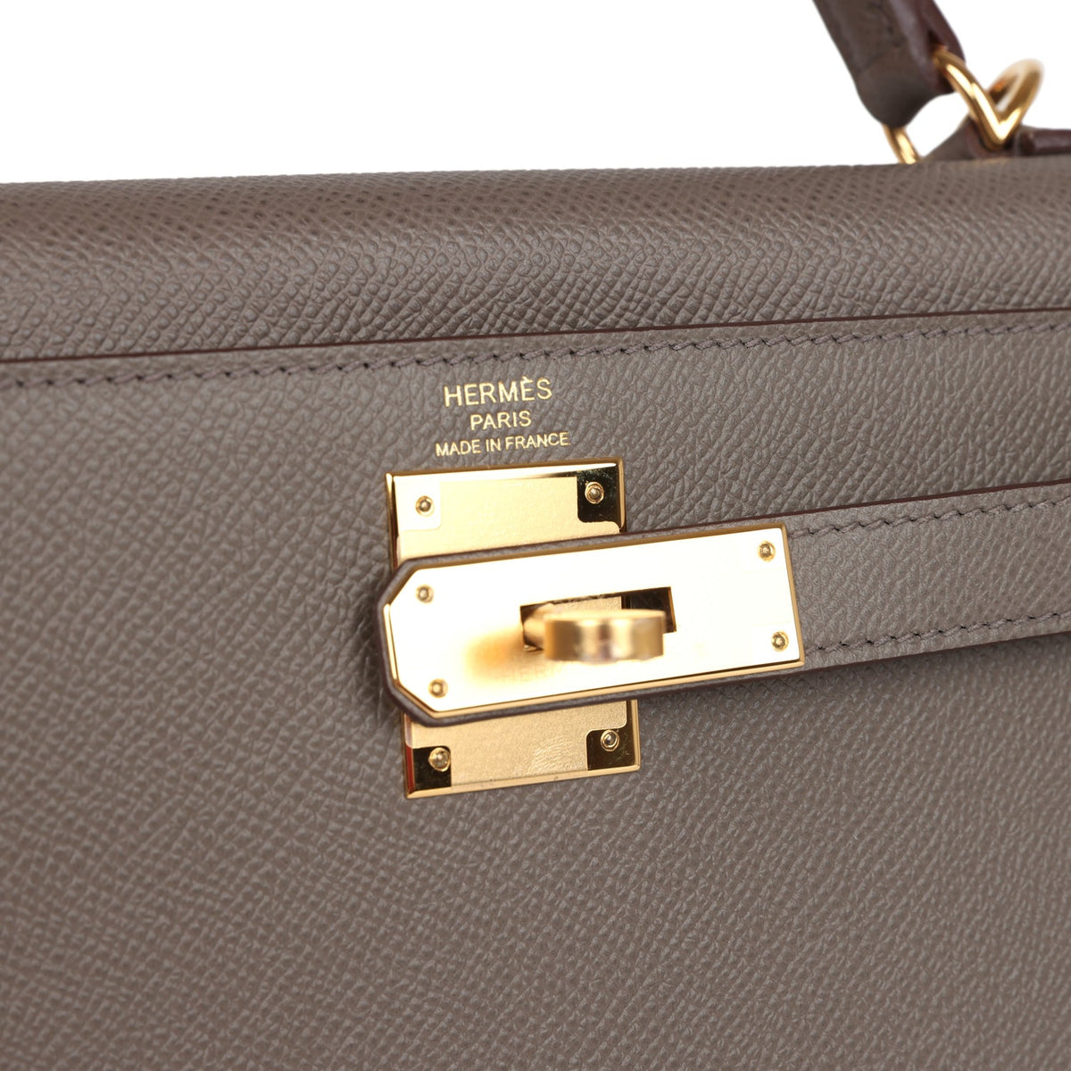 Hermès Kelly Sellier 28 Etain Epsom Gold Hardware