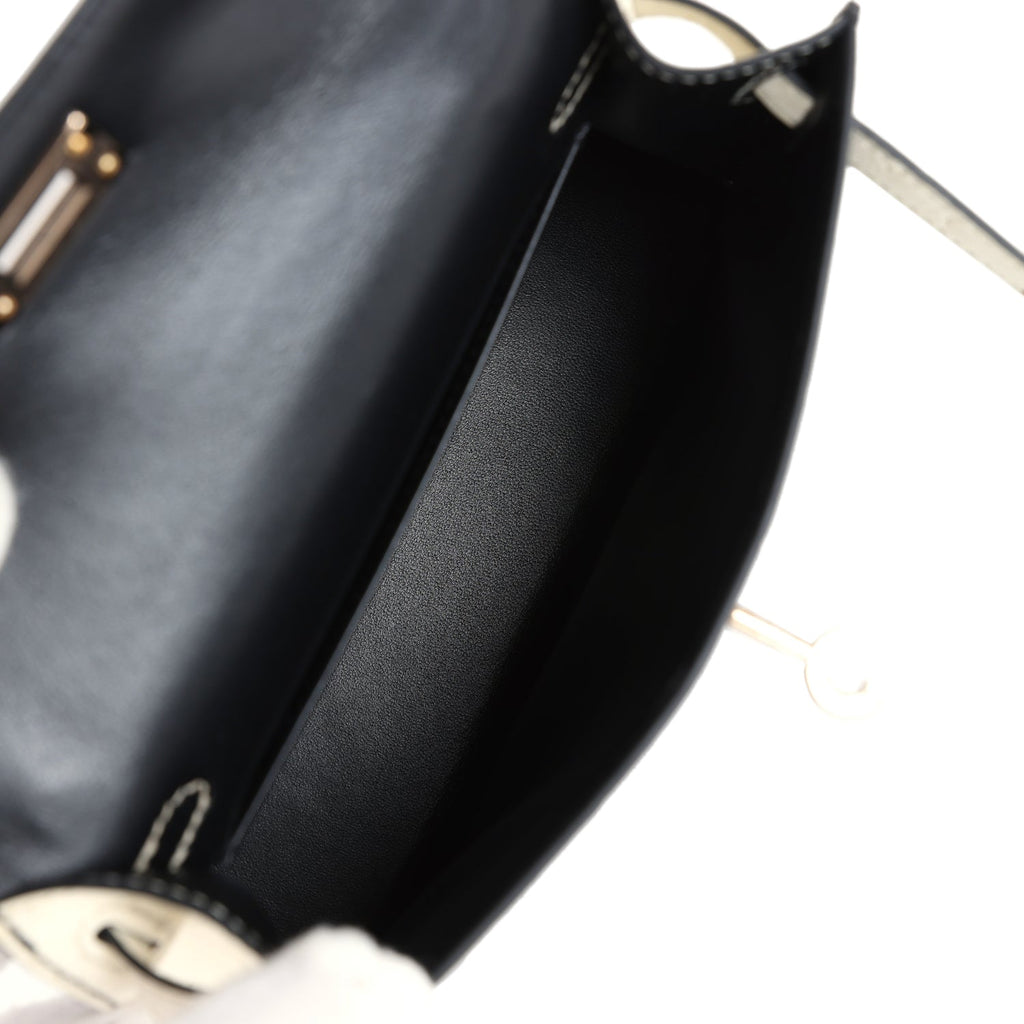 Hermès Special Order (HSS) Kelly Sellier 20 Black and Beton Ostrich Permabrass Hardware