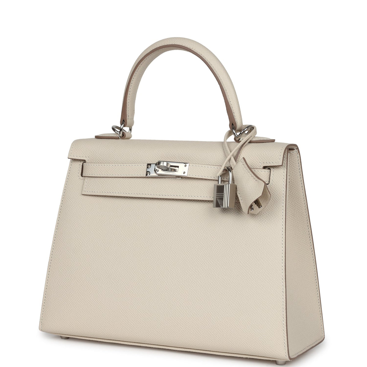 Hermès Kelly Sellier 25 Craie Epsom Palladium Hardware