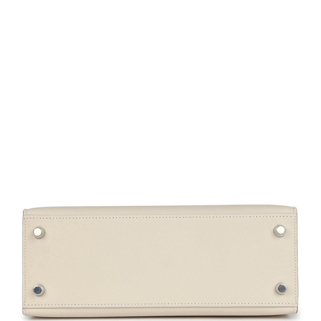 Hermès Kelly Sellier 25 Craie Epsom Palladium Hardware