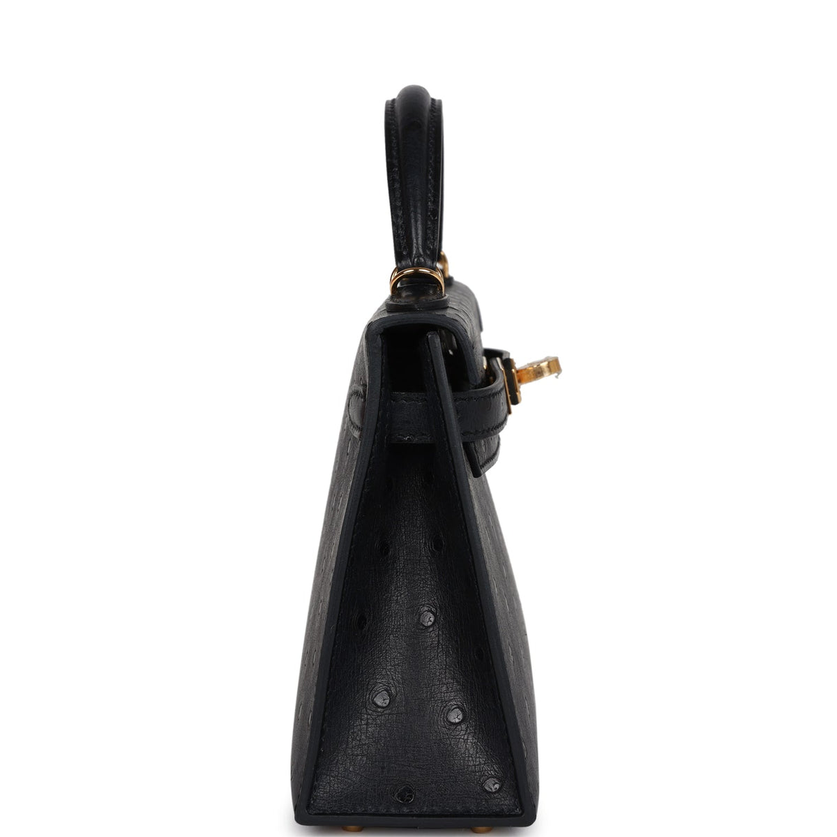 Hermès Kelly Sellier 20 Black Ostrich Gold Hardware