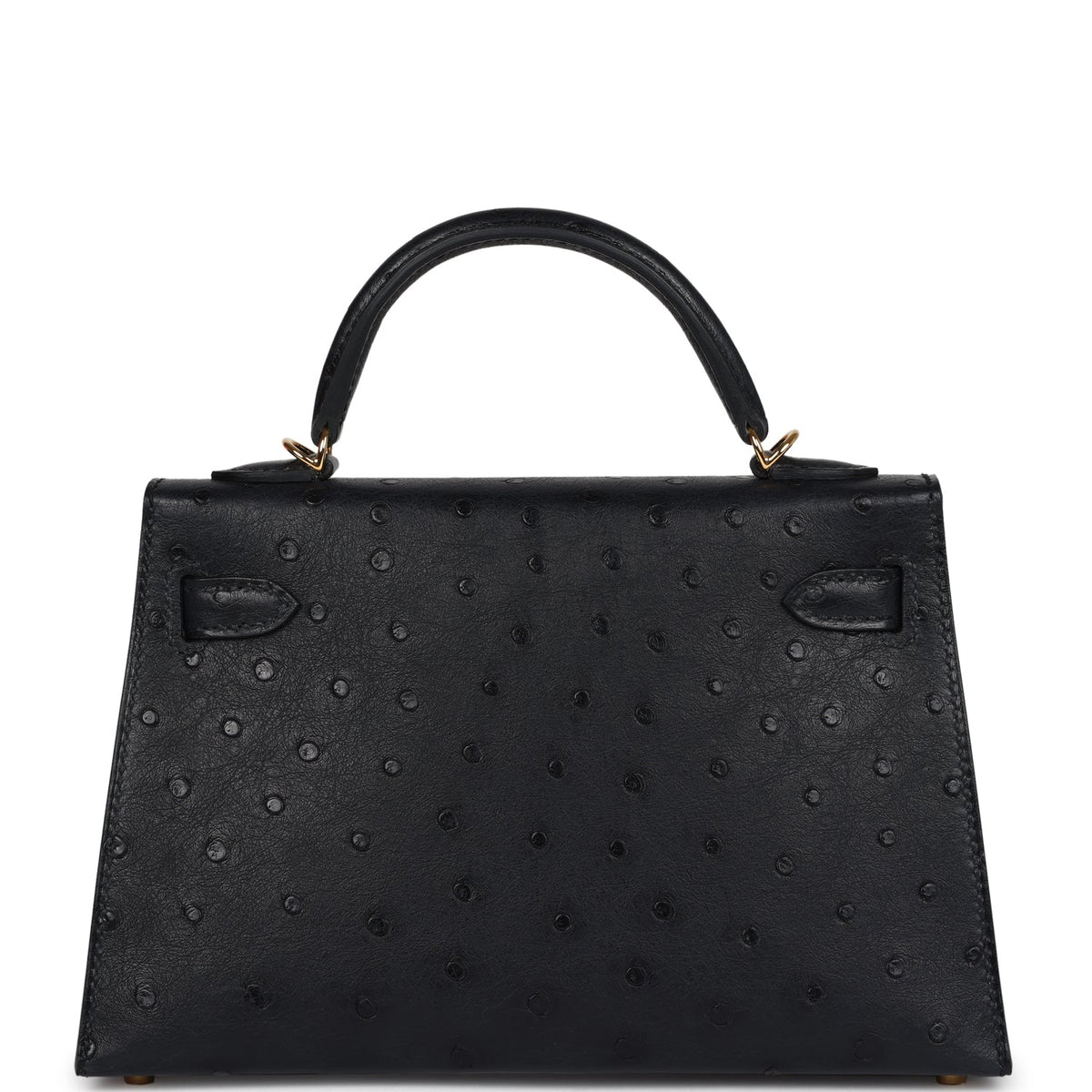 Hermès Kelly Sellier 20 Black Ostrich Gold Hardware