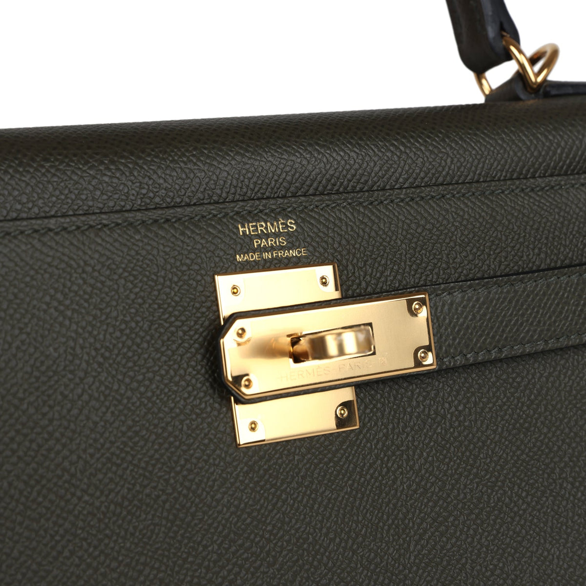 Hermès Kelly Sellier 28 Vert De Gris Epsom Gold Hardware
