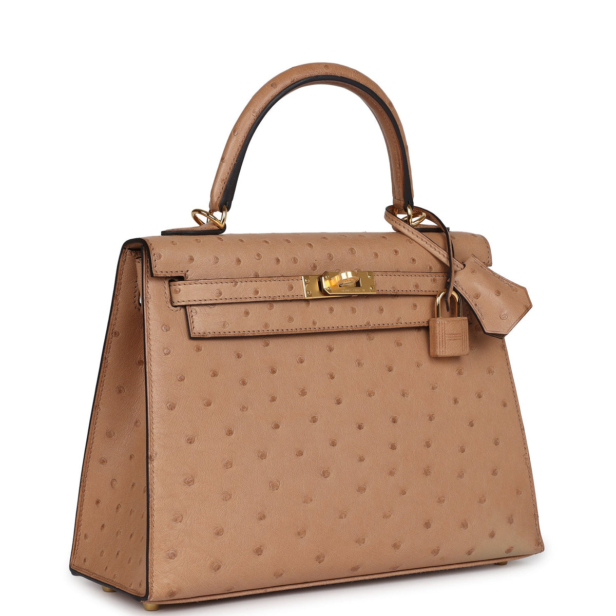 Hermès Kelly Sellier 25 Chai Ostrich Gold Hardware