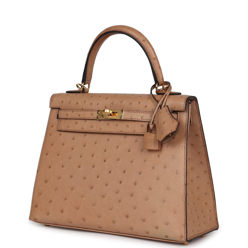 Hermès Kelly Sellier 25 Chai Ostrich Gold Hardware