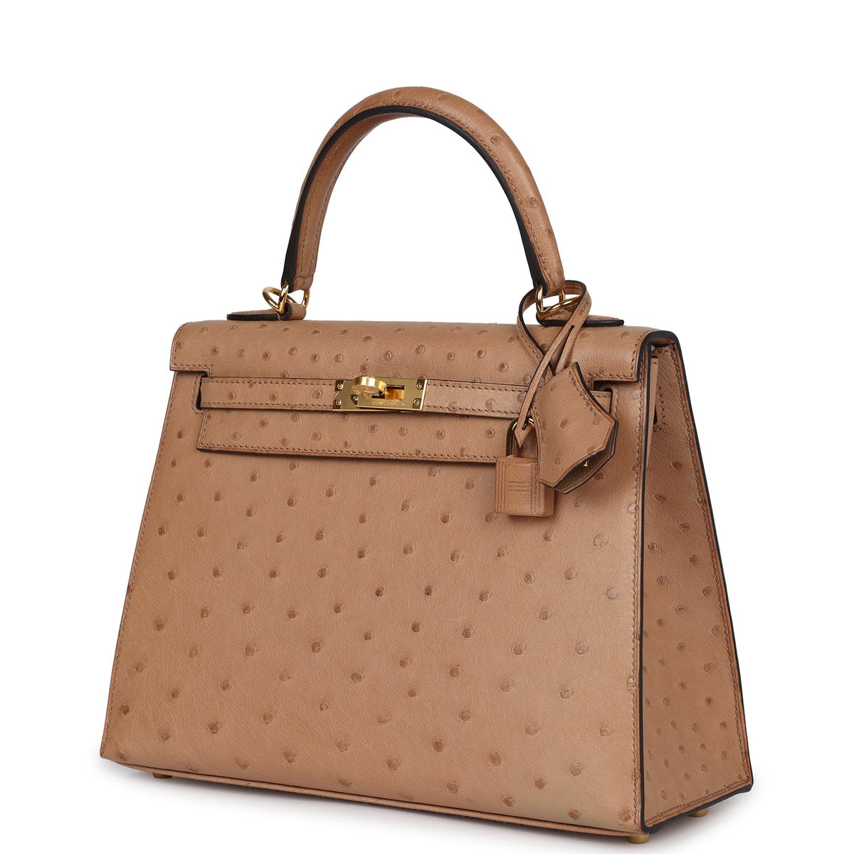Hermès Kelly Sellier 25 Chai Ostrich Gold Hardware