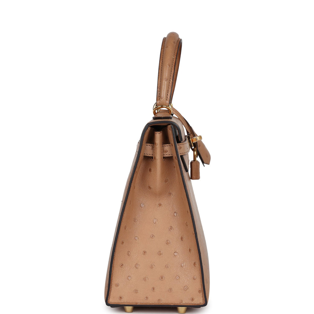 Hermès Kelly Sellier 25 Chai Ostrich Gold Hardware