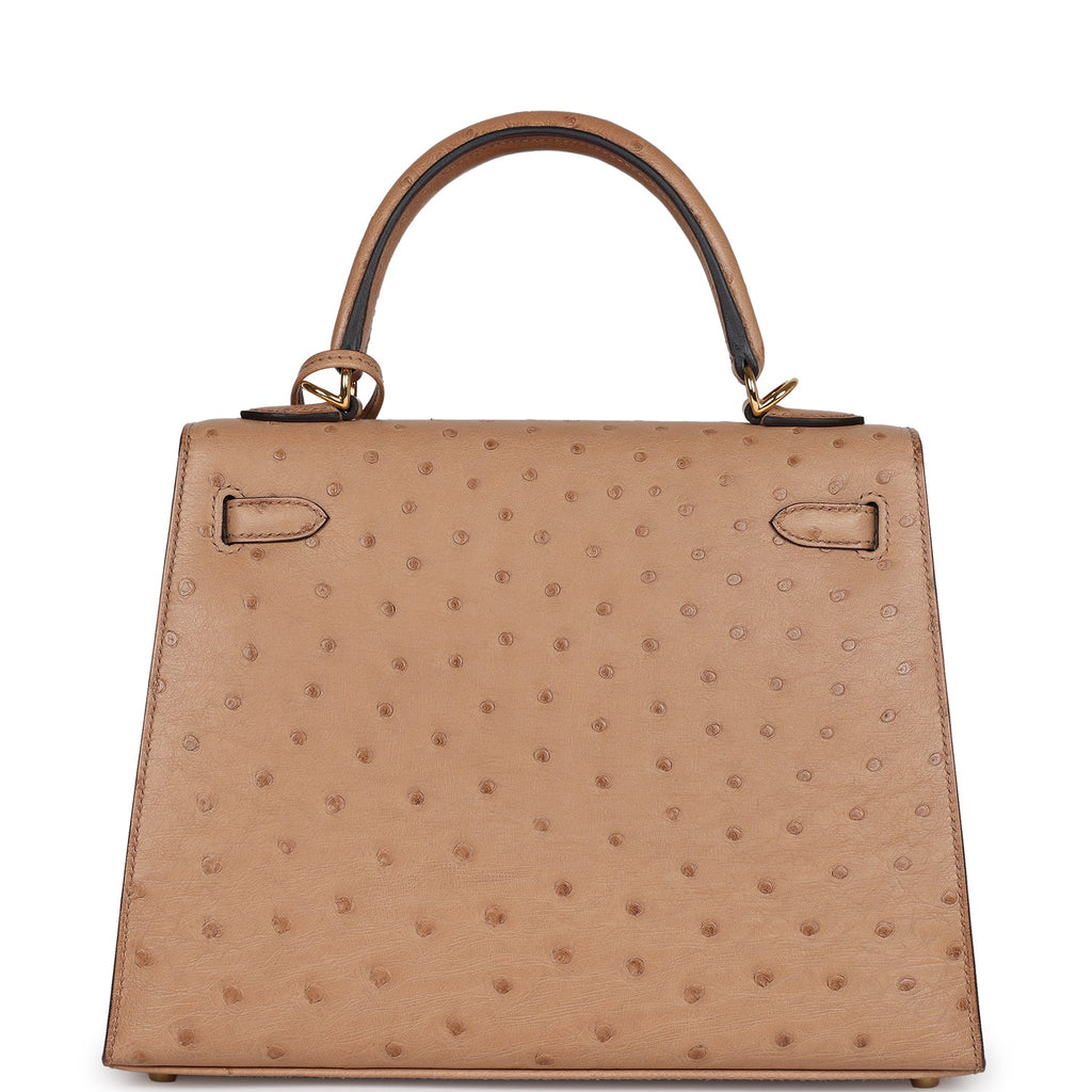 Hermès Kelly Sellier 25 Chai Ostrich Gold Hardware