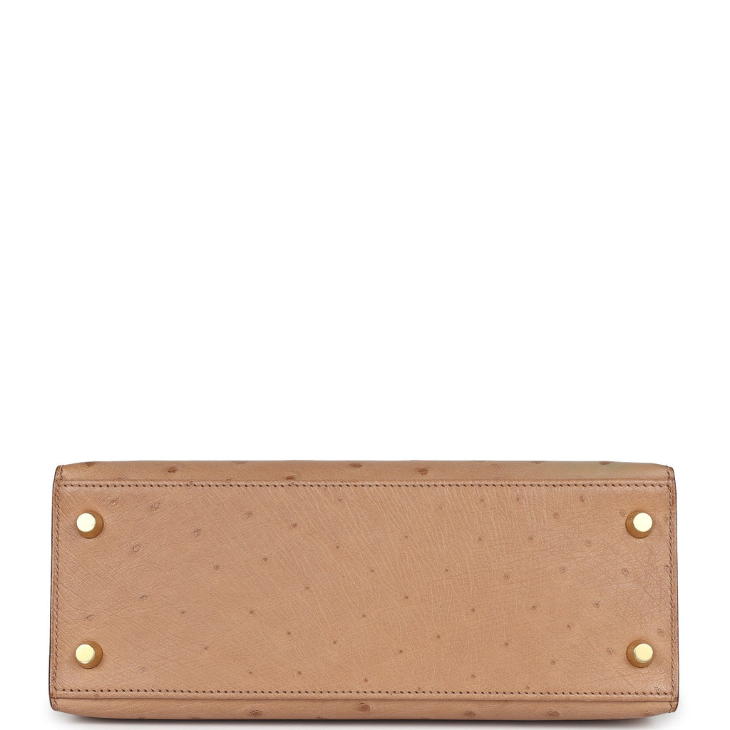 Hermès Kelly Sellier 25 Chai Ostrich Gold Hardware